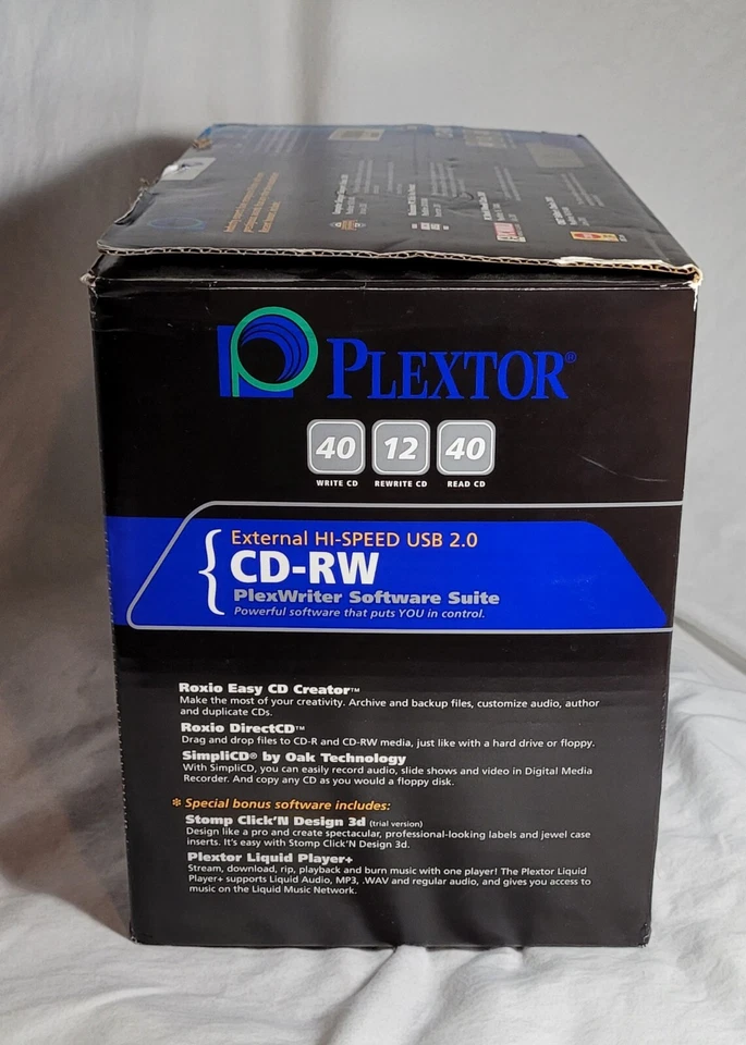Plextor PlexWriter 40/12/40U PX-W4012TU CD-RW Drive USB External Complete In Box - Image 4 of 4