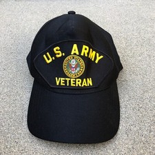 Vintage EAGLE CREST U.S. ARMY Veteran Snapback Hat Black Adjustable Cap