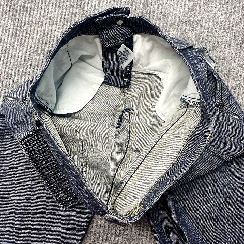 Guess Jeans Womens 30x33 Blue Stretch Denim Black Rhinestones Pockets