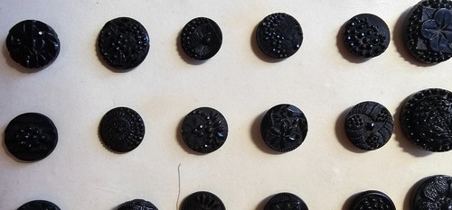 53 Black Glass button Different Shapes & Sizes - Picture 3 of 7