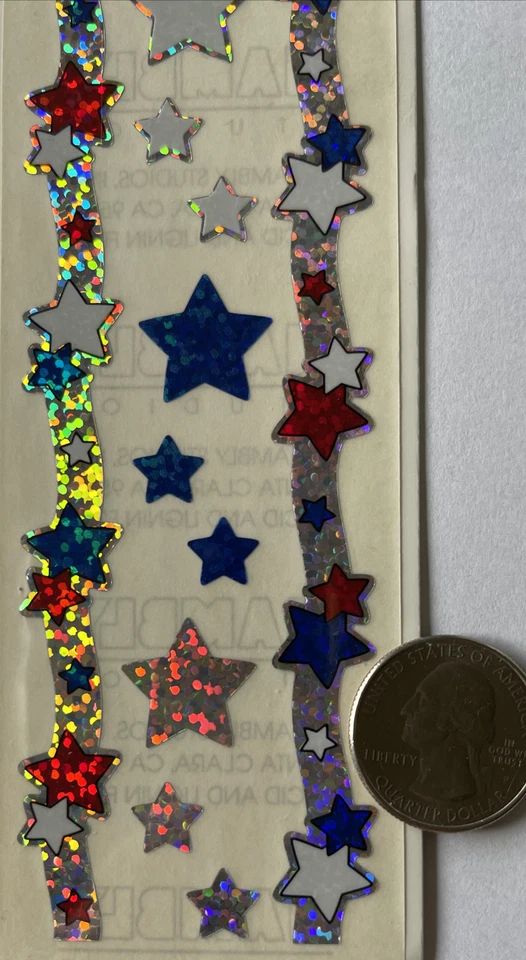 Pegatinas bordeteras prismáticas STARS ROJO/BLANCO/AZUL (14 piezas) Hambly•4 de julio• Foto 2 de 4
