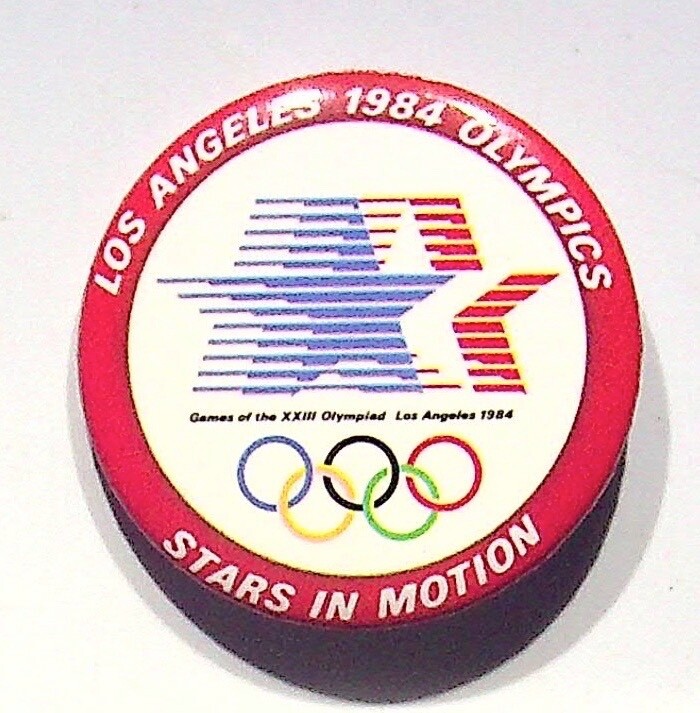 LOS ANGELES 1984 OLYMPICS STARS IN MOTION - 2 INCHES  PINBACK BUTTON