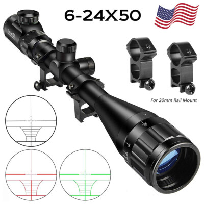 6-24x50 AOE Hunting Rifle Scope Red and Green Dual illuminated Optical Gun Scope