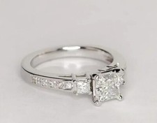 Women's 3Ct Princess Cut Moissanite Wedding Anniversary Ring 925 Sterling Silver