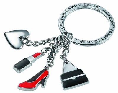 Troika Metal Keyring SHE LOVES IT (SHOPPING) CHARM key chain ring  KR1206CH