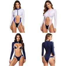 Women's Swimwear Bathing Swimsuit Diving Bodysuit Zipper Jumpsuit Rash Romper
