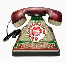 Téléphone lumineux vintage Coca-Cola 2001 style Tiffany aspect vitrail