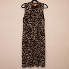 Tory Burch leopard print wool old money career wear sleeveless midi dress-M