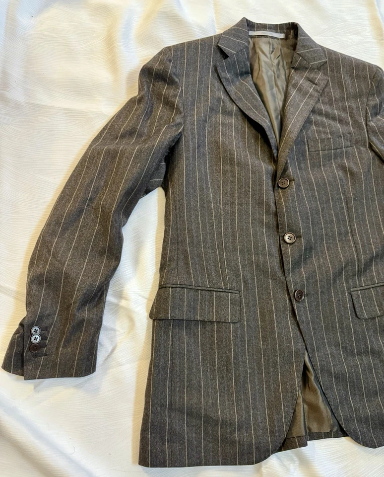 Cantarelli Made in Italy 100% Wool Pinstripe Blazer 2-Button Gray Jacket 40R EUC - Image 3 of 4