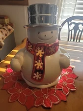2010 Slatkin & Co Bath & Body Works Snowman Large Candle Luminary Holder Signed
