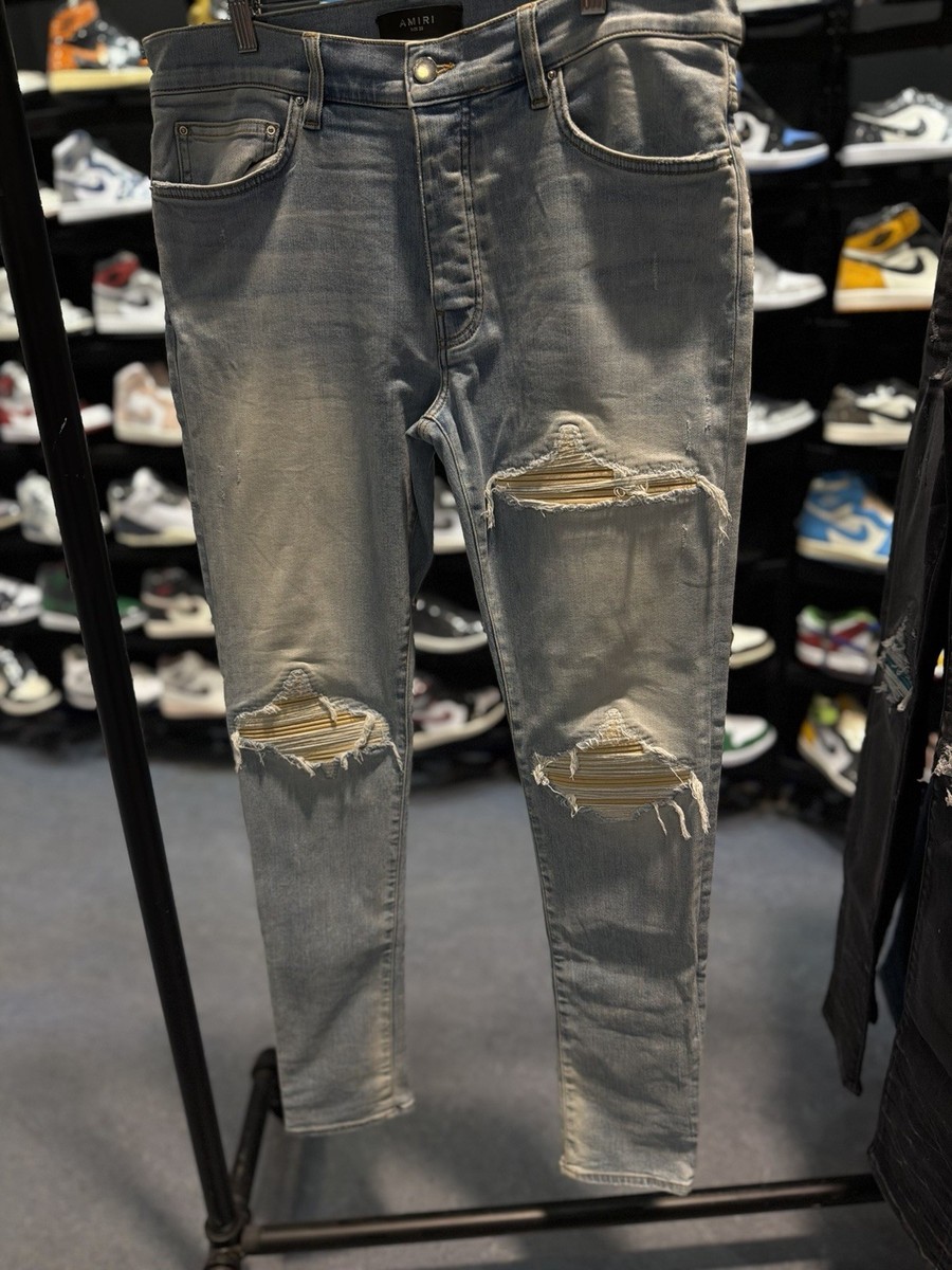 Size 33 - Amiri Blue Pants MX1 Yellow Patch Jeans 100% Authentic