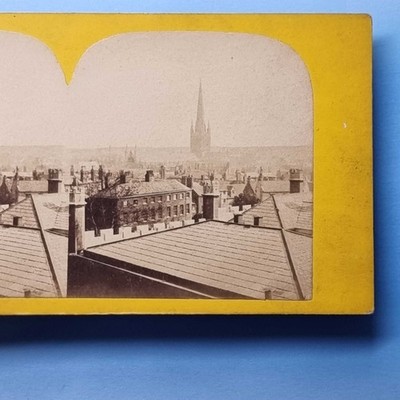 Norwich Stereoview C1870 Norfolk Real Photo City Rooftop View Distant Cathedral