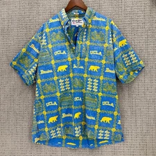 Reyn Spooner Shirt Mens L Blue Yellow University UCLA Bruins Pullover Classic
