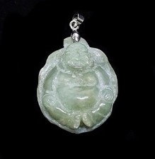 Buddha Anhänger aus Jade - Jadeit / ca. 45 x 28 mm Happy Buddha
