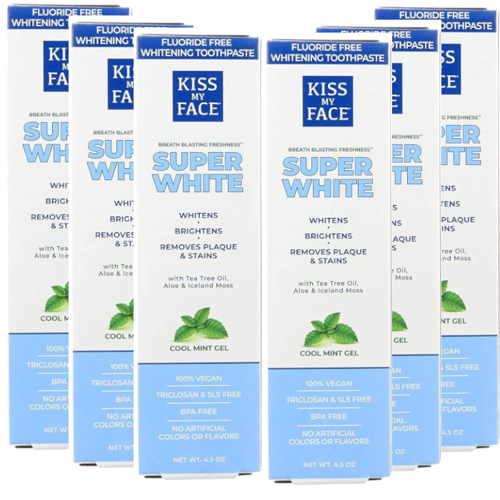 Kiss My Face Whitening Toothpaste Cool Mint Gel 4.5 oz Each (Pack of 6)