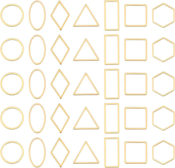 42 Stk 7 Stile Gold Verbindungsringe 11.5-16Mm Lang Edelstahl Verbindungsringe K-image