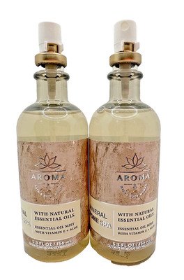 Bath & Body Works Aroma Mineral Stone Spa Essential Oil Mist 5.3 Oz x2