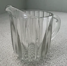 Vintage heavy clear glass pitcher 5"x3.75" ribbed sides with hobnail bottom 17oz