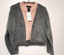 ZARA  JACKE  CARDIGAN STRICKJACKE  LAGENLOOK GRAU ROSE OVERSIZE   NEU L 40 42 44