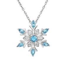 Silver Plated Snowflake Pendant Necklace Gift