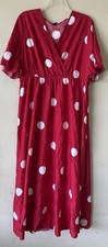 Plus Size Dress SHEIN Curve 1XL Short Sleeve Faux Wrap Red White Polkadot