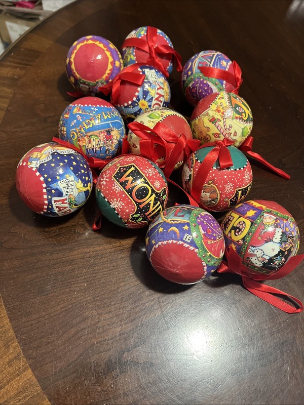 Mary Engelbreit / Kurt S Adler | Vintage Christmas Ornaments Paper Mache Set 12
