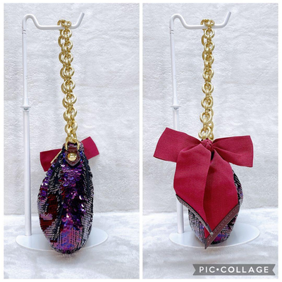 Coach Purple Poppy Sequins Chain Shoulder Party Bag 18725 Y2K Mini