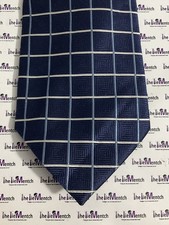 NAUTICA Silk Navy Checkered Design Adjustable Neck Tie 3.875  New Without Tags 