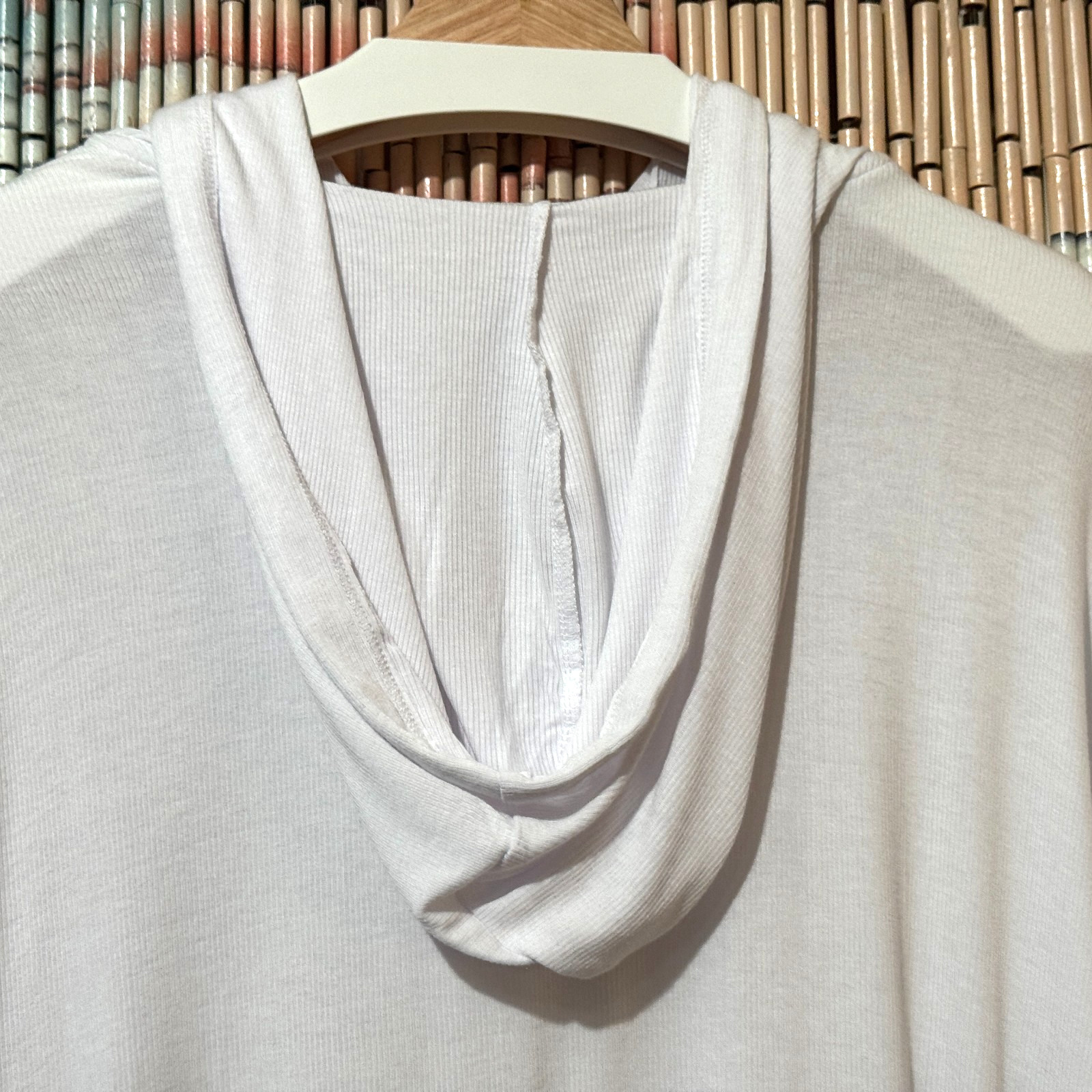 LAURIE FELT Los Angeles Fuse Modal Blend Ribbed Knit Hoodie, White, XL image 4