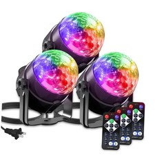3-Pack Sound Activated Party Lights with Remote Control Dj Lighting, Disco LED