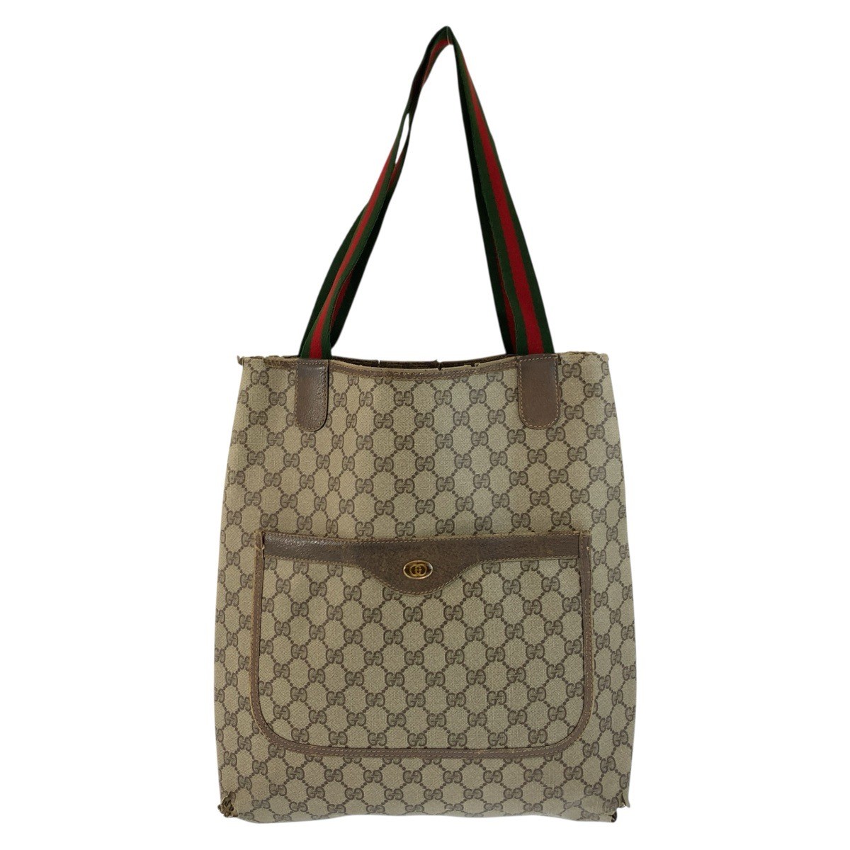 GUCCI vintage Web Stripe 3902 003 Tote Bag Shoulder Bag beige GG Supreme Canvas