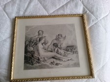French Original 1890 Etching With Antique Frame. Beautiful Romantic. 34cm X 30cm