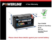 AGM Car Battery fits JAGUAR XE S TYPE F TYPE E-PACE F-TYPE XF Stop Start