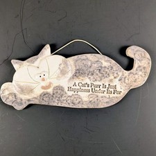 Vintage Smoky Mountain Pottery Cat Wall Plaque Hand Painted Fun Decor Cat Lovers