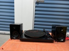 Black Victoria Record Player Bluetooth Turntable Portable with Speakers with USB