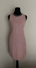 LOFT Pink Shimmer Linen Blend Shift Dress Size 4 Back Cutout Lagenlook Mini EUC