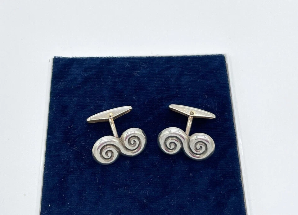 Gemelli in argento sterling con gioielli Kalevala, regalo vintage... - Immagine 3 di 4