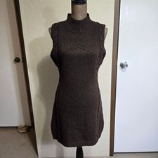 NEW Le Lis Medium Sweater Dress Brown Cable Knit Sleeveless Turtleneck Casual
