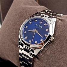 Women's Bulova Surveyor 96P229 Blue Dial Stainless Chronograph Quartz Watch