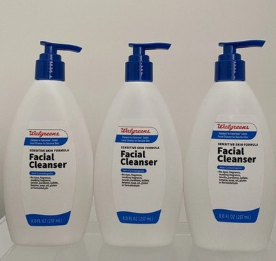 Walgreens Sensitive Skin Formula Facial Cleanser Pump Full Size 8oz  Ea Lot Of 3