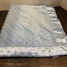 Baby Connection Satin Trim Blue Dot Minky Soft Baby Blanket Security Lovey 30x40