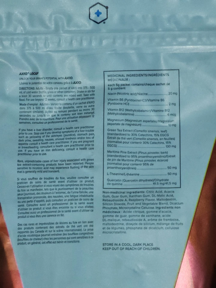 LifeVantage AXIO Decaf Red Raspberry Flavor 30 Stick Packs New Sealed Bag - Image 3 of 3