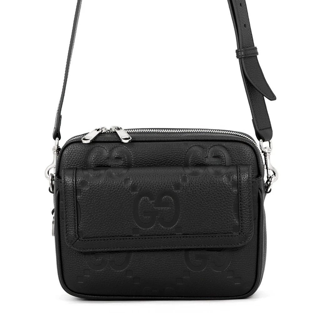 Gucci — GUCCI Jumbo GG Small Cross Body Bag Leather Black 794088