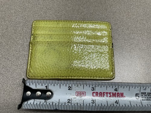 Henri Bendel Wallet Credit Business Card Holder Bright Green Slim Minimalist - Picture 5 of 7