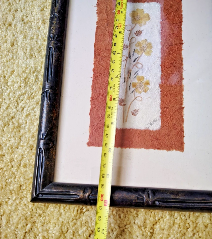 Juego de 2 flores secas prensadas enmarcadas sobre papel arte de pared botánico firmado Foto 4 de 4