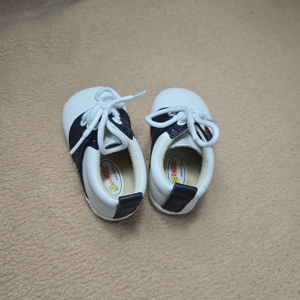 ANGEL navy Blue White Leather Lace Up Saddle Oxfords Dress Shoes. Infant Size 2 - Image 4 of 4