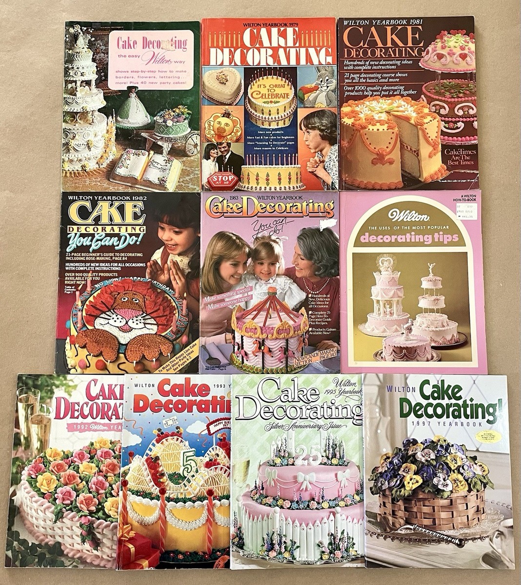 The Wilton Yearbook of Cake Decorating, 10 LOT (1973 - 1997