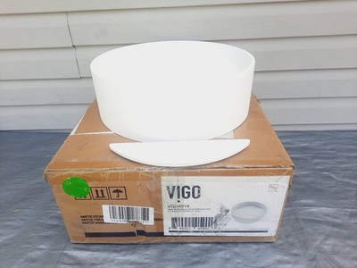 Vigo VG04018 Starr Modern Stone Round 15'' Vessel Bathroom Sink - Matte White