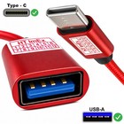 USB-C auf USB-A OTG-Adapter kabel nylon Rot 16cm für Samsung Galaxy A54 5G