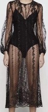 Zara Semi Sheer tulle mesh lace Dress Embroidered Large worn once 